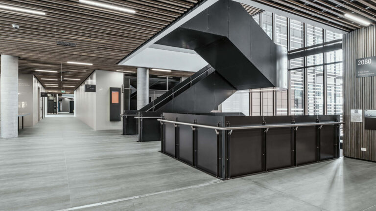 The sunlight that floods the interiors through the large windows