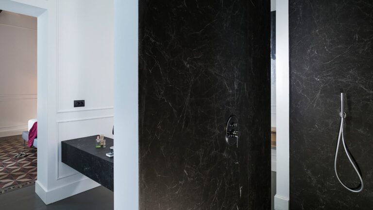 A colour range of various shades of grey and black