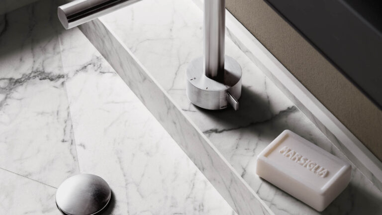 Détail du lavabo en Statuarietto - collection I Naturali