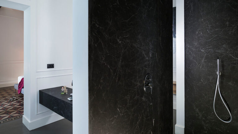 A colour range of various shades of grey and black